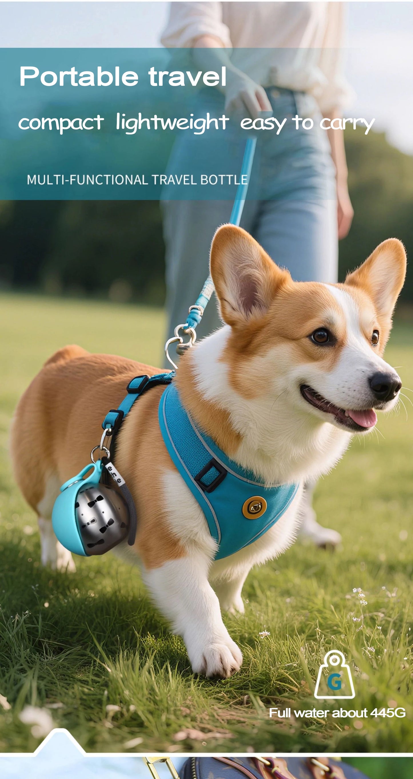 Portable Pet Water Bottle – Travel Bowl | Mes