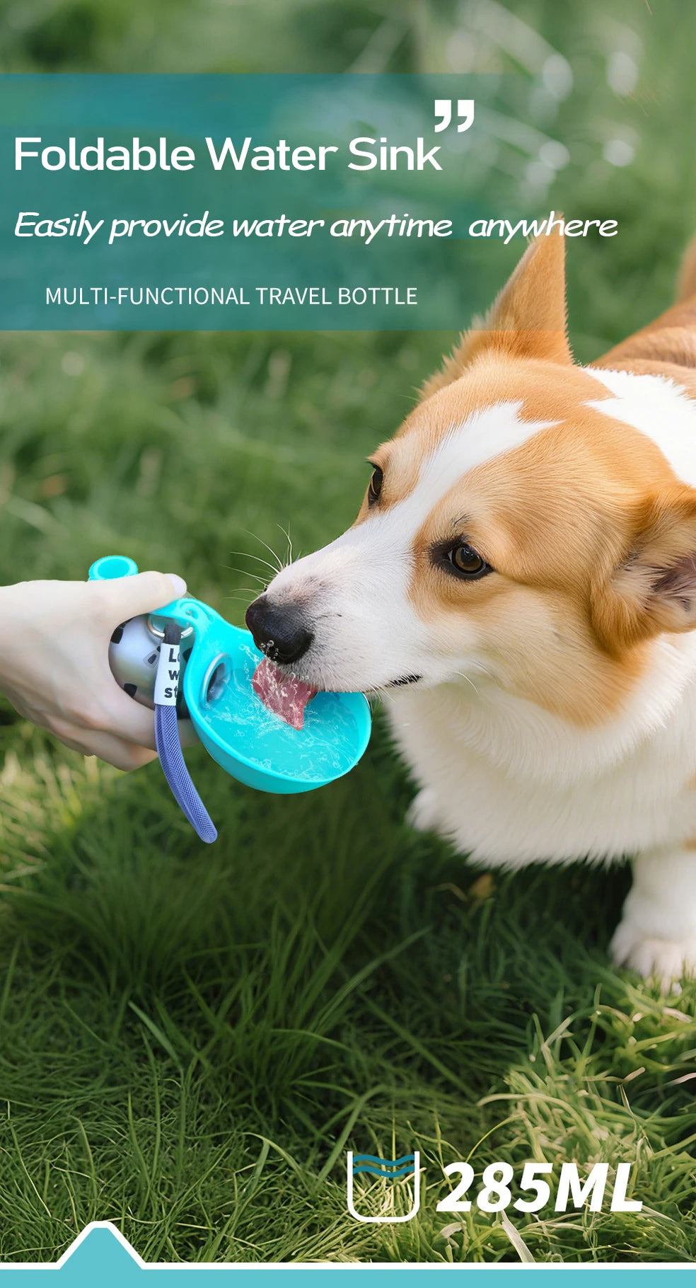 Portable Pet Water Bottle – Travel Bowl | Mes